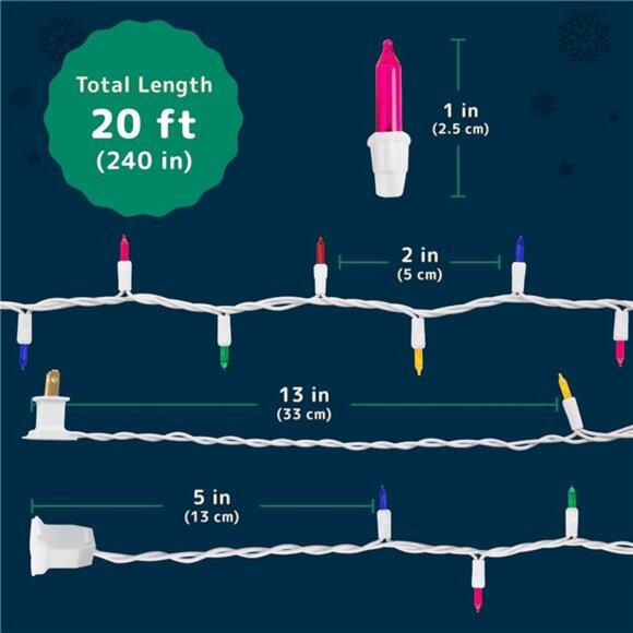 Multicolor Christmas Lights (20 Feet, 100 Lights) - Christmas Multicolor Lights - Picture 6 of 7